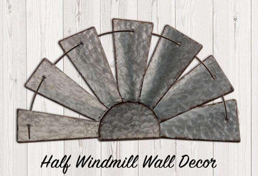 Galvanized Half Windmill Wall Art - The Fox Decor